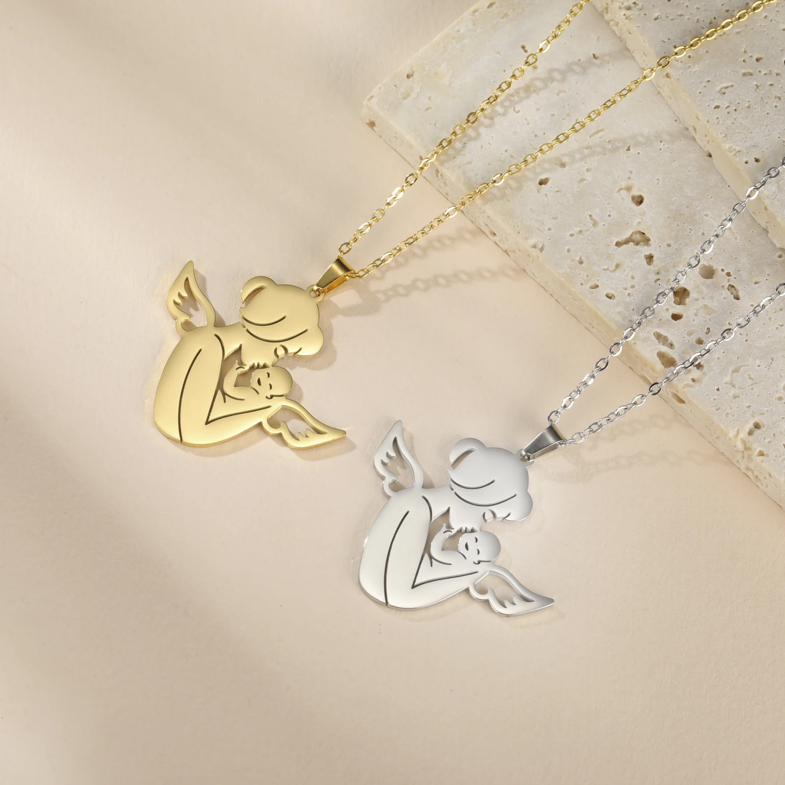 COOLTIME جميل الأسرة قلادة القلائد الفولاذ المقاوم للصدأ أمي أبي الأطفال الطفل الحوامل قلادة مجوهرات هدية عيد الأم