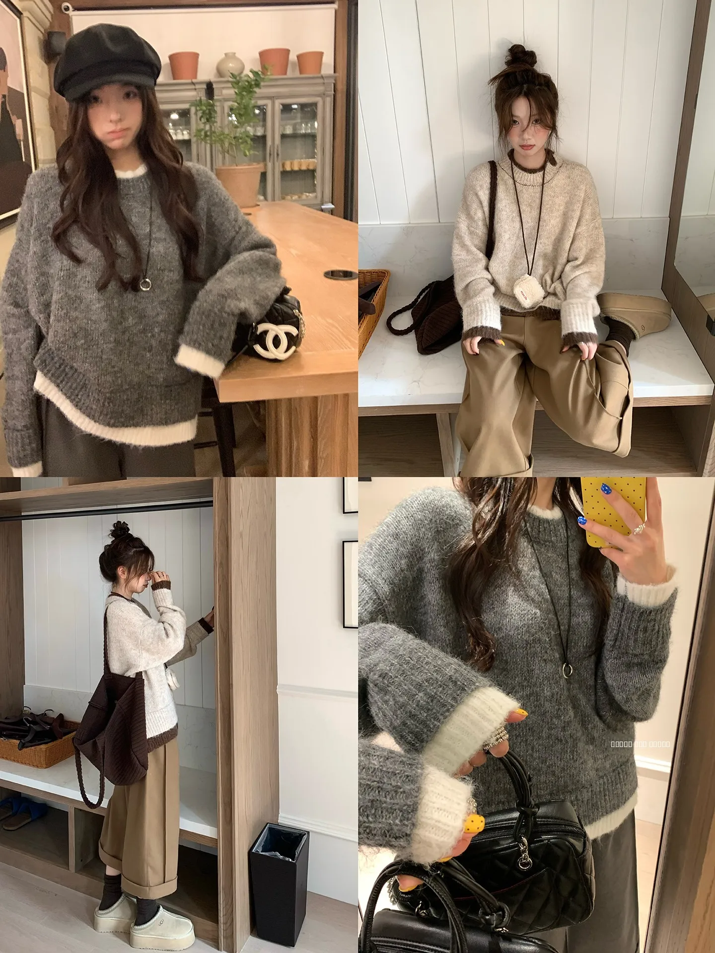 

Мягкий массивный цветной вязаный свитер, искусственный двухсекционный дизайн, женский пуловер, топ, осень-зима, Новое поступление, удобный ленивый слей