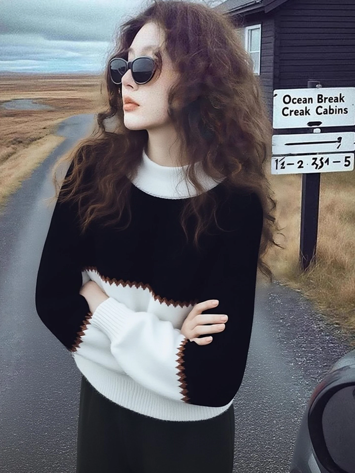 

Unique Color Block Thickened Long Sleeve Sweater Soft Casual Versatile Knitted Top Women's Winter 2026 Warm Comfortable Crew ...