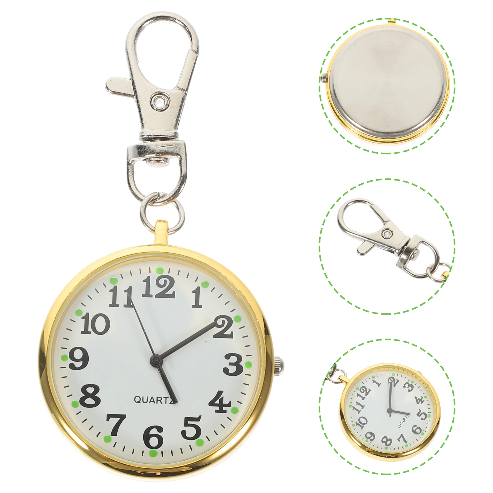 Relojes digitales llavero de bolsillo accesorio de enfermería llavero de cuarzo Clip chica 8X4CM aleación dorada colgante de enfermera hombre