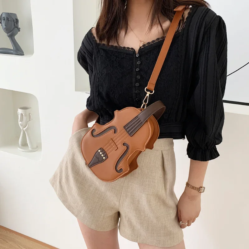 Fashion Women Backpacks Kawaii Funny Designed Trendy Portable Shoulder Bags Stylish Chic Violin Shape Crossbody Bags Sac Femme