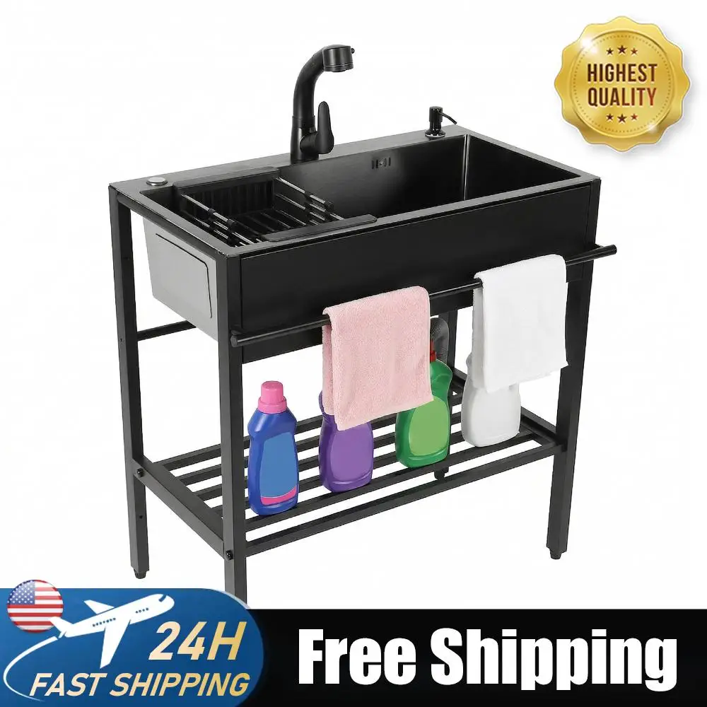 

Коммерческая мойка с краном для холодной и горячей воды, шлангами и сливным комплектом для ресторанов и гаражей