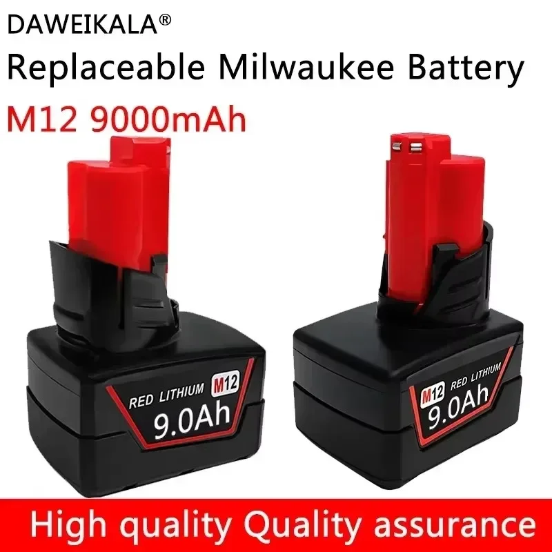 

12V 9000mAh Rechargeable Battery for Milwaukee M12 XC Cordless Tools 48-11-2402 48-11-2411 Batteries 48-11-2401 MIL-12A-L