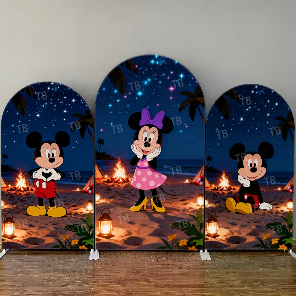 

Disney Mickey Minnie Arch Backdrop Cover Starry Sky Romantic Cute Photo Booth Props for Kids Parties & Home Decoration
