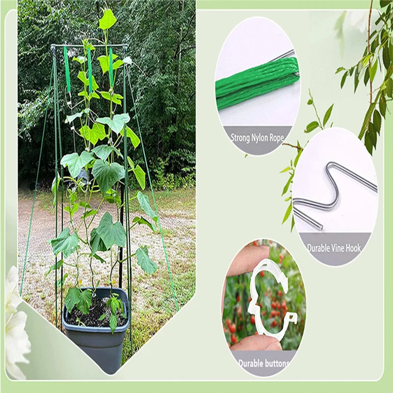 ABFU-Tomato Hooks With Cord-Pack Of 40, Plant Buckles 40 Pcs, Tomato Hook Set, Garden Hooks, Bender Clips