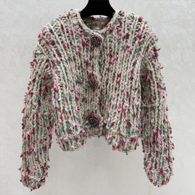 

High quality Multi colored tweed woven women's short cardigan for autumn and winter sweater new clothes 25120671