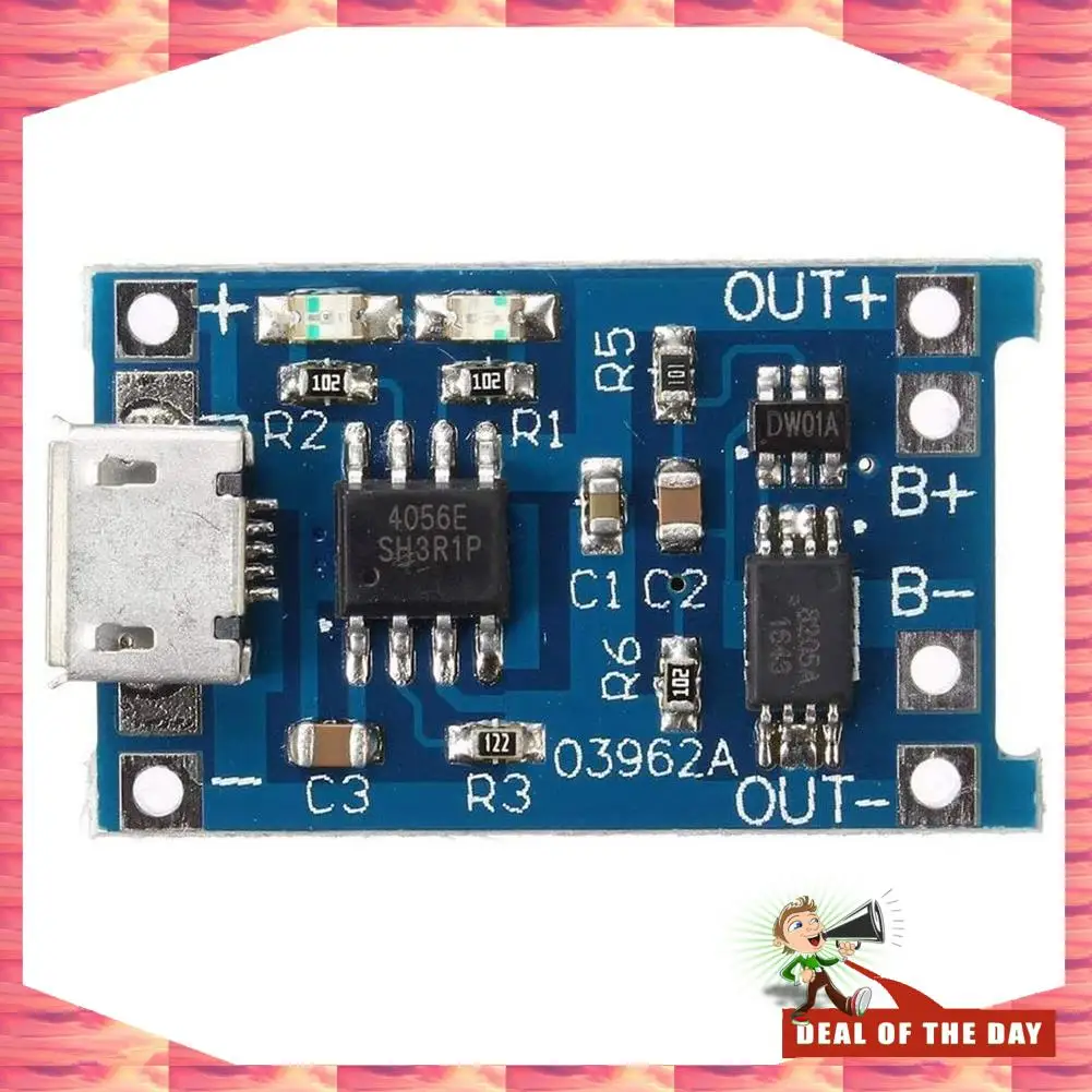 24-Hour Delivery 10Pcs 5V 1A 18650 Lithium Battery Charging Board TP4056 Lithium Battery Charging Board Micro-USB Charge Module