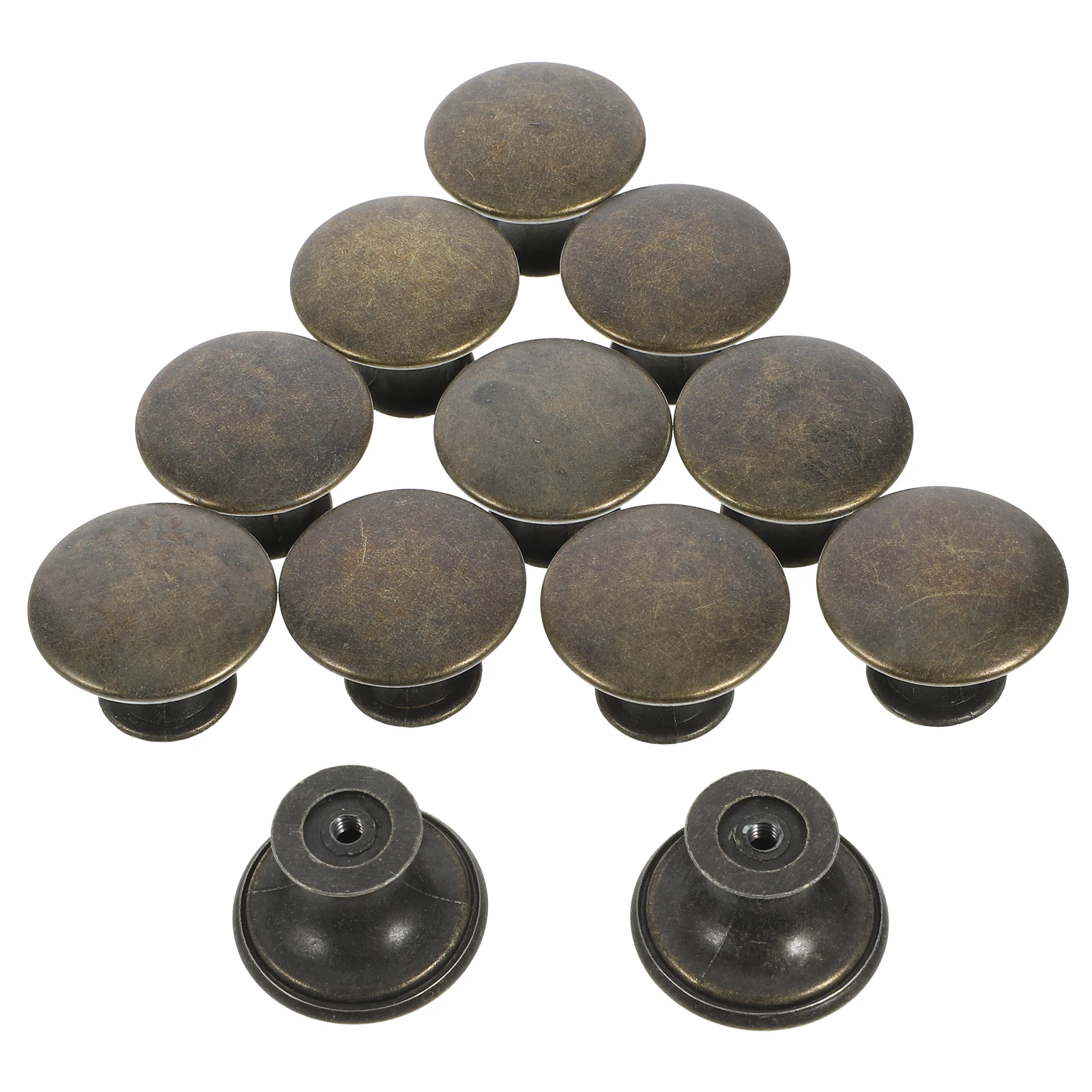 

12pcs Round Flat Pull Handle 12Mm Retro Bronze Metal Cabinet Knobs For Drawer Furniture Wardrobe Door Replacement Hardware