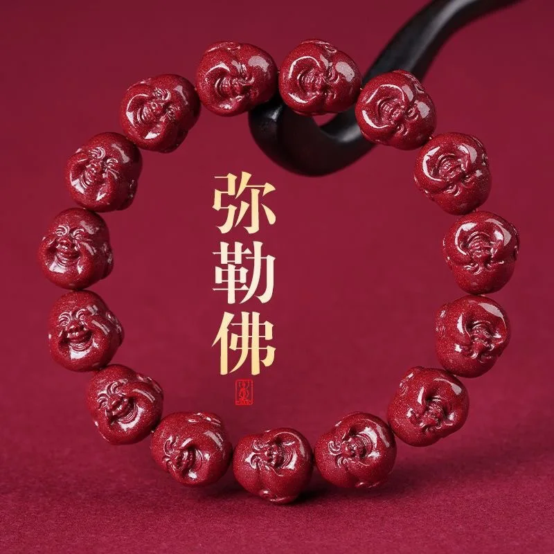 Customized Red Cinnabar Jade Buddha Head Hand Knotting Bracelet Accessories DIY Jewellery Fashion Man Woman Luck Amulet New
