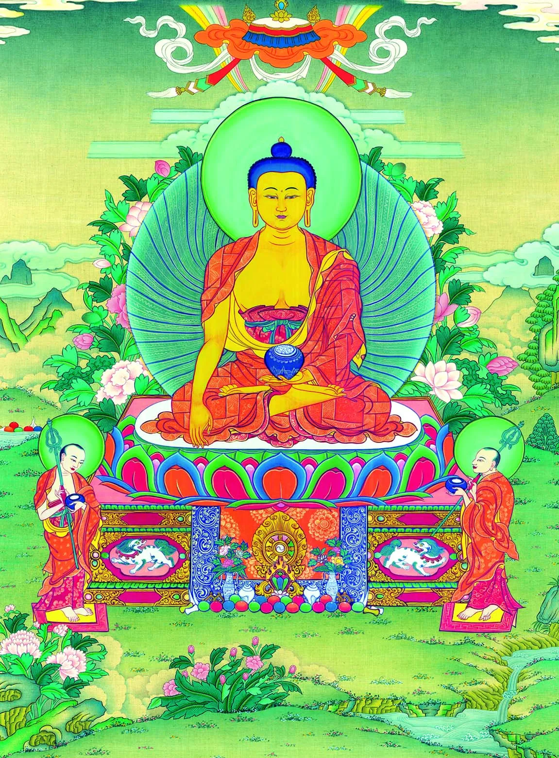 

Shakyamuni Thangka,Gandhanra Tibetan Buddhist Thangka Art,Giclee Printed and Hand Framed,47" × 32"