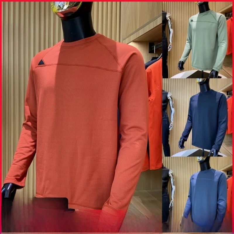

Outdoor Function Windproof Long Sve T-irt Men's Stand Fit Breathable Qui Dry Elastic One-Piece Fce Sports Top