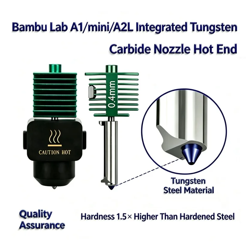 New for  Bambu Lab A1 Mini/A2L Integrated Tungsten Carbide Steel Nozzle Hotend Kit Upgraded All-in-one Hotend 3D Printer Parts