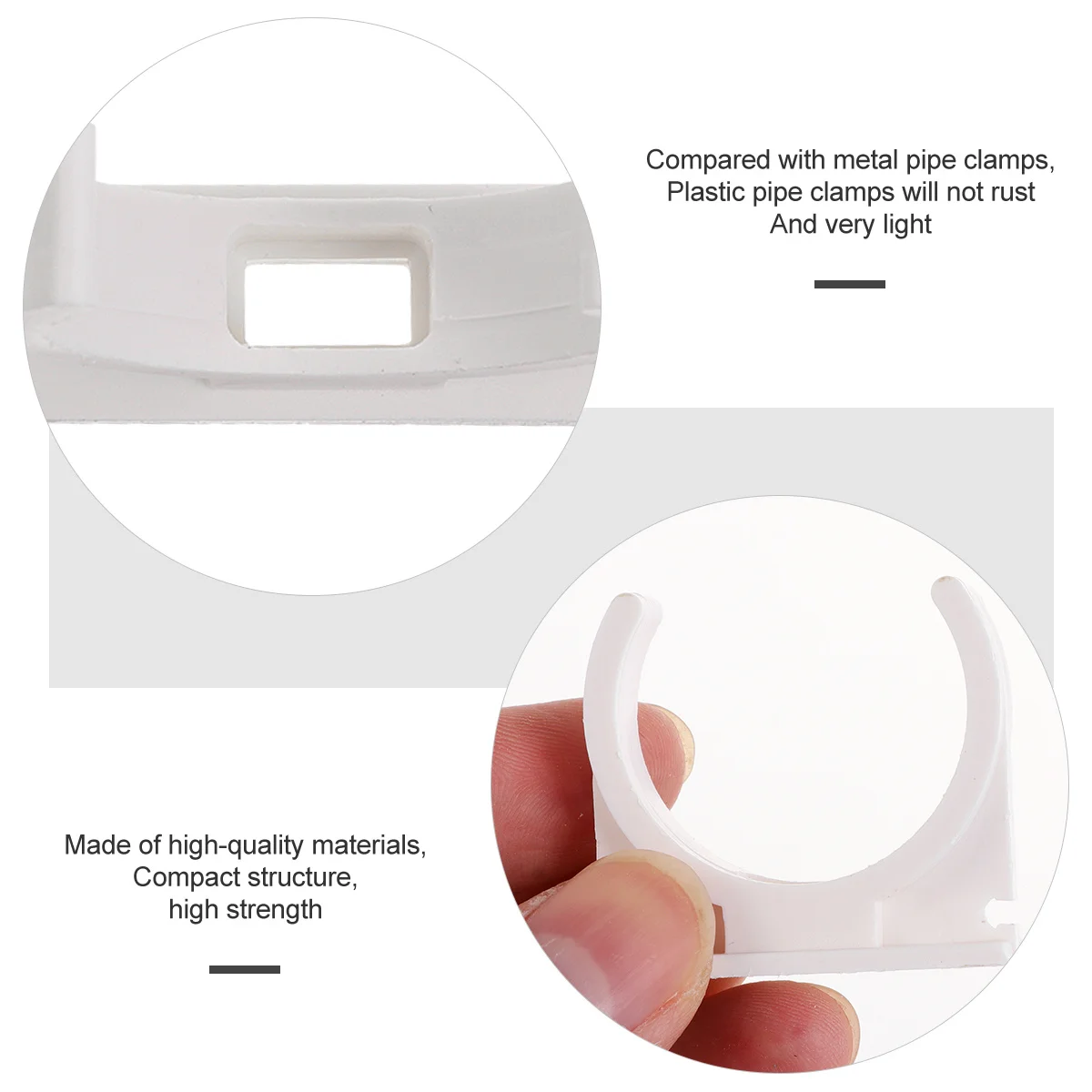 

100pcs Clamp Pvc Support For Plumbing Pipe Support Water Gas Cable Pipe Riding Horse Clamp Fixing Durable Plastic