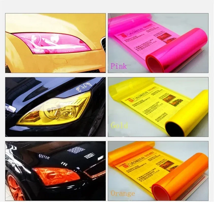 30x60cm Car Headlight Film Transpare Vinyl Self Adhesive Sticker for Car Smoke Fog Light HeadLight Taillight Colored Wrap Films