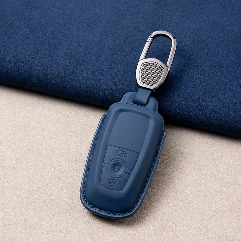 Leather Car Key Cover for Ford Fusion Mustang Explorer F150 Edge Mk5 Focus Mk4 Shell Case Workmanship Like Silk