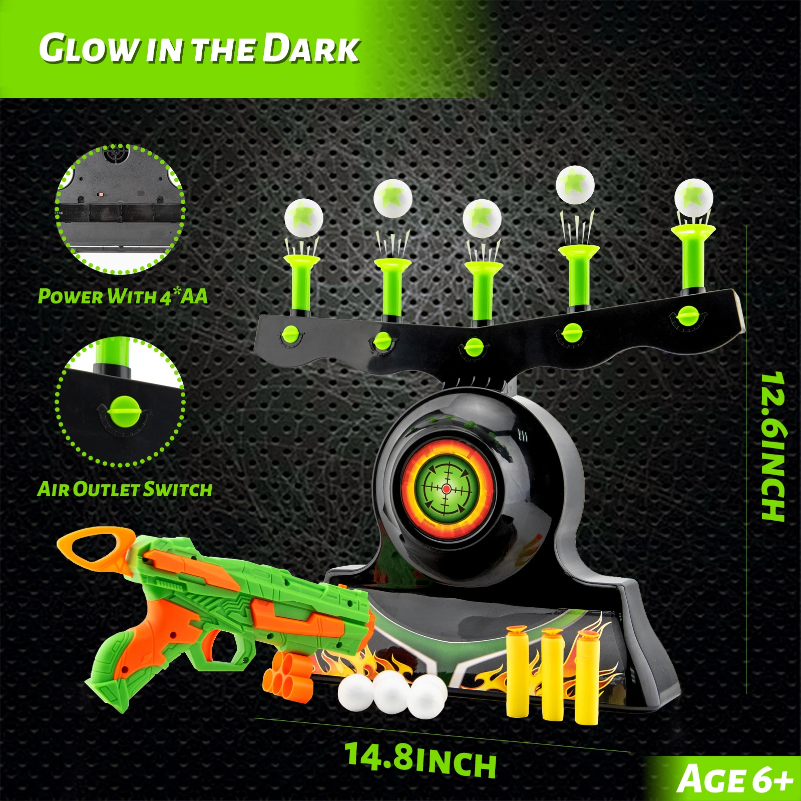 Newly Upgraded Luminous Electric Floating Target Children's Shooting Competition Soft Sponge Toy Gun Set Outdoor Sports Toy Gift