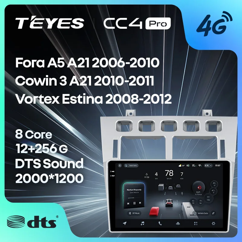 

TEYES CC4 PRO For Chery Fora A5 A21 2006 - 2010 Cowin 3 A21 2010 - 2011 For Vortex Estina 2008 - 2012 CarPlay 2DIN Autoradio