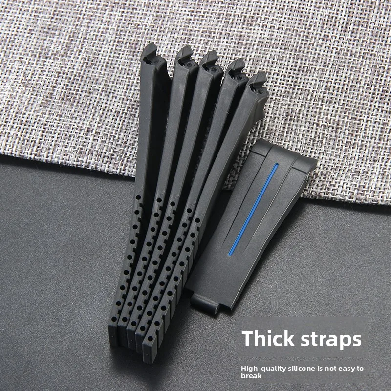 Silicone Watch Accessory for Rolex Black Submariner Datejust Yacht-Master Folding Buckle Curved Interface Lightweight Watchband