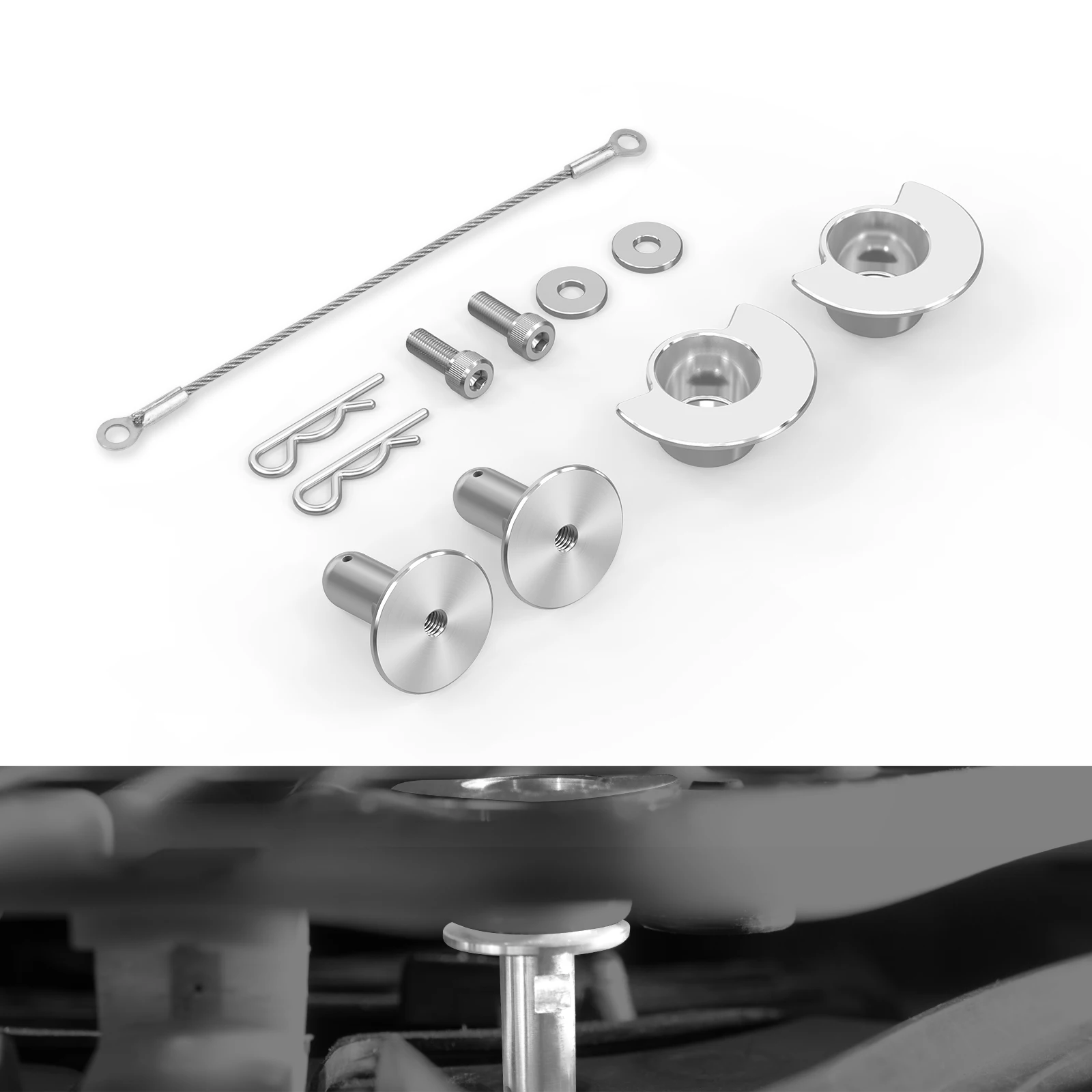 

NICECNC YFZ450R Seat Pin Receptacle Latch ATV Upper Mount Seat For Yamaha YFZ450R YFZ450RSE YFZ450X With R Clip And Bowden Cable