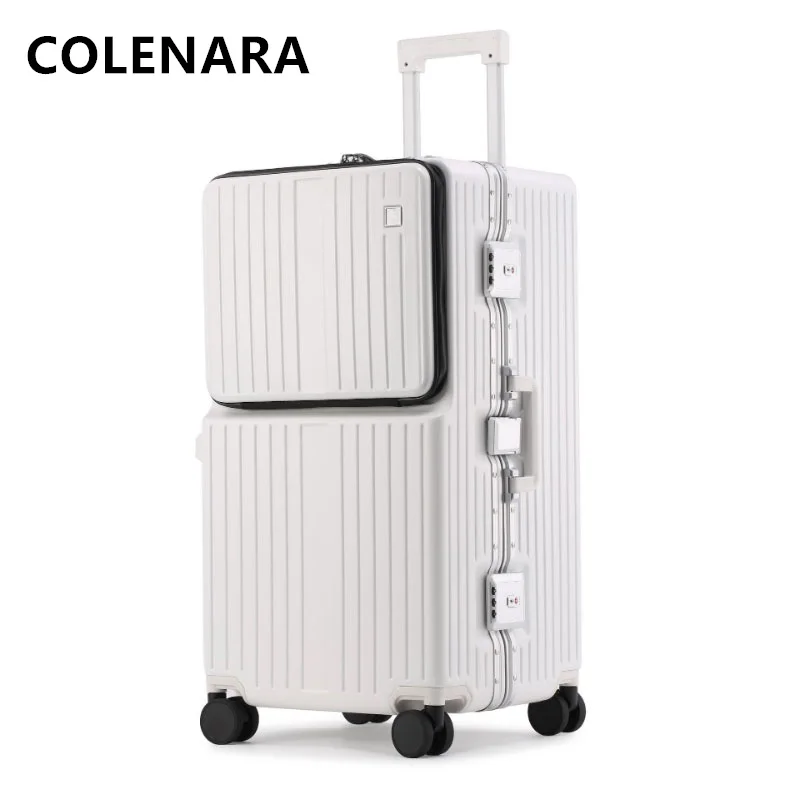 COLENARA-Multifuncional Alumínio Quadro Trolley Case, Mala De Viagem De Grande Capacidade, Bagagem De Abertura Frontal, 26 "28" 30"