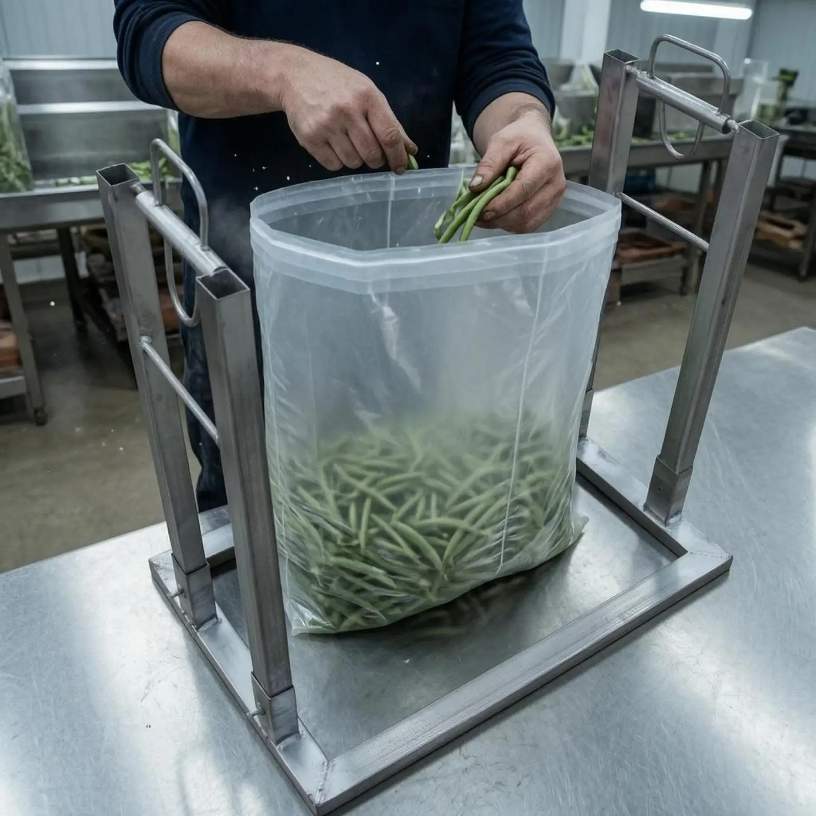 Vegetable Bag Square-Tubed Structure Tube Legs Metal Packing Stand Welded