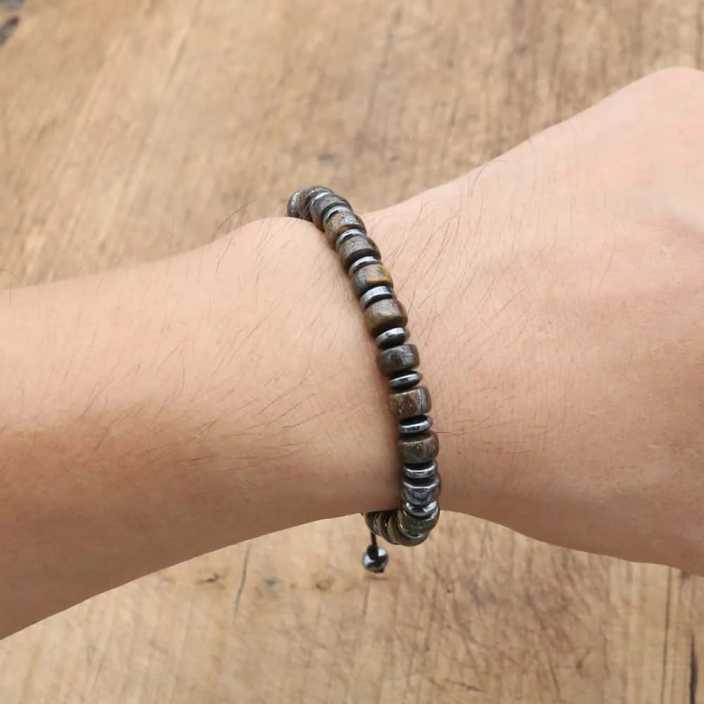 Handmade Women Men Bronzite Hematite Beaded Bracelet Protection Grounding Negativity Repelling Good Luck Fashion Jewelry Gifts