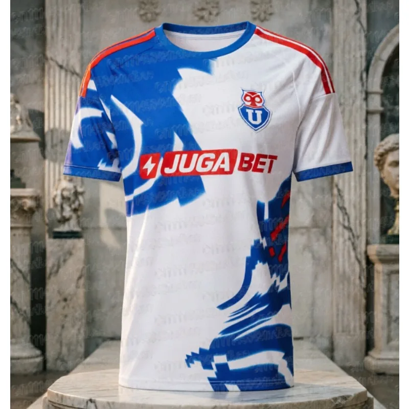 2026 3D Printed Chilean Football Jersey Suitable for Daily and Training Wear, Family Wear Breathable Quick Drying T-shirt