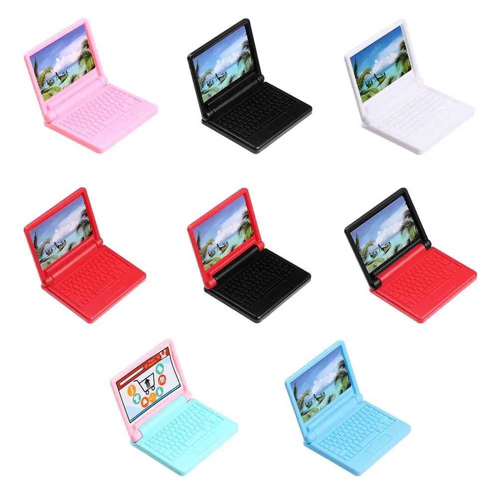 11Color Doll Office Mini Notebook Computer Accessories Portable Miniature Food and Play Accessories Toys Foldable