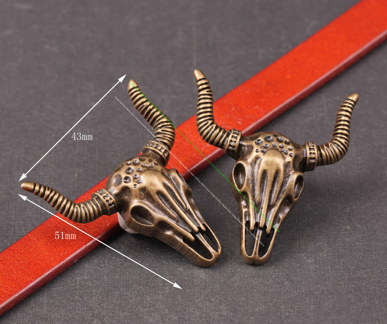 10x50*43mm Punk Biker Antik Silber Western Bull Head Longhorn Leder Craft Gürtel Zubehör Sattel Concho Knopf Schraube zurück – Detail 11