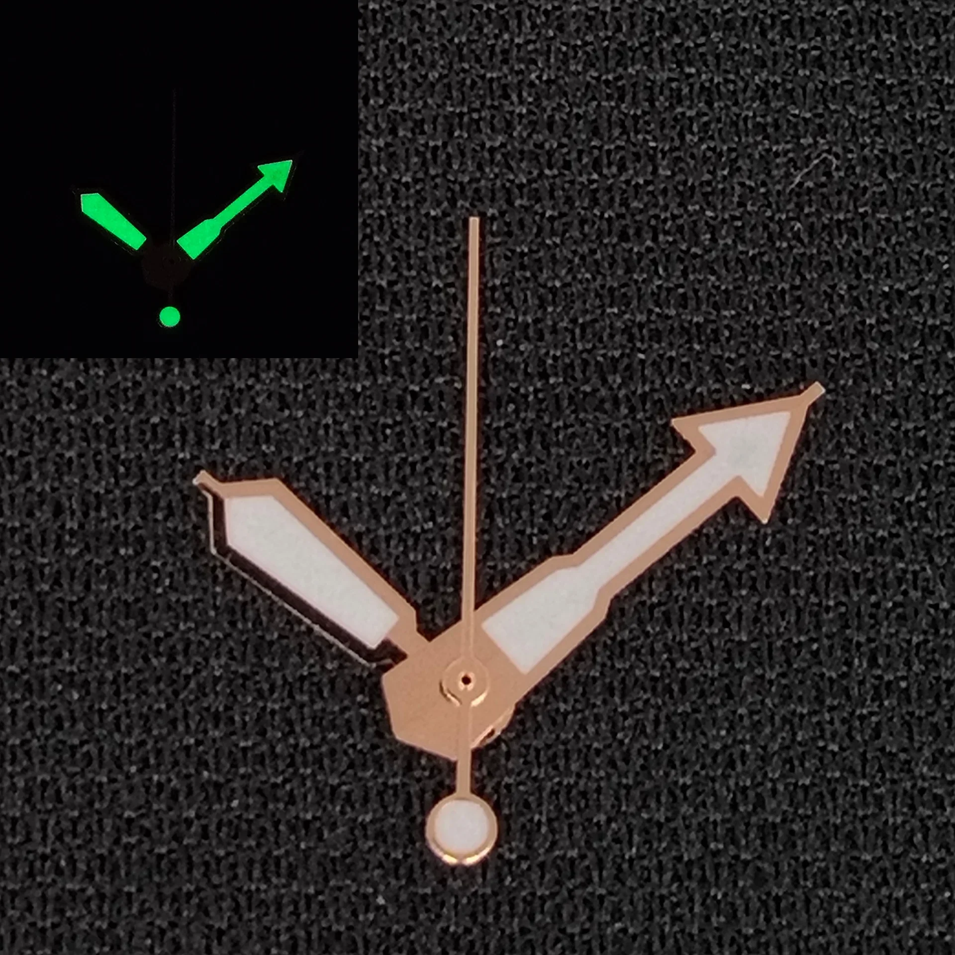 NH35 Стрелки часов с отделкой из розового золота и зелеными светящимися аксессуарами для часов, инструмент для механизма NH35/NH36/4R36/7S