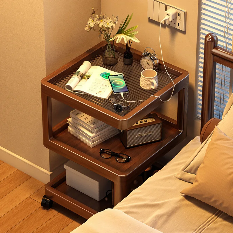 Verplaatsbaar nachtkastje Multifunctionele plank in de slaapkamer Meerlaagse salontafel bijzetkast Opbergrek aan de bank
