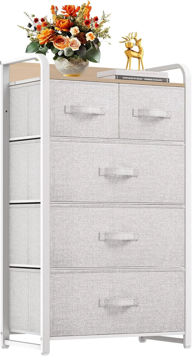 Fabric Dresser with 5 Drawers - Storage Tower with Large Capacity, Organizer Unit for Bedroom, Living Room