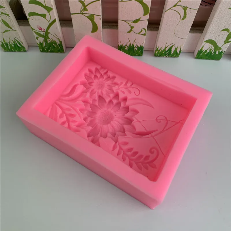 3D Square Rose Flower Silicone Soap Mold Handmade Relief Chrysanthemum Plaster Resin Making Kit DIY Cake Decoration Baking Tools