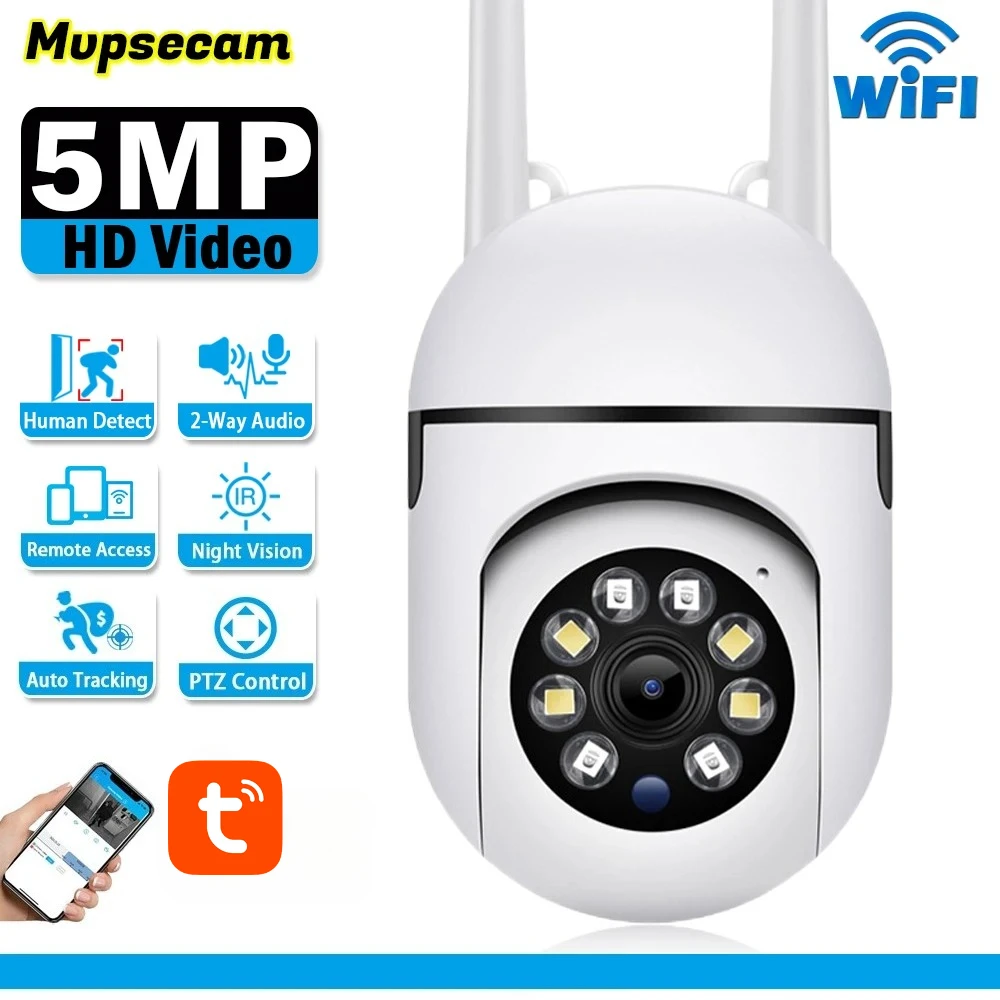 

Tuya Smart Wireless CCTV WiFi Surveillance Camera 5MP 2K HD Video Security IP Cameras Color Night Vision Wifi Baby Monitor Home