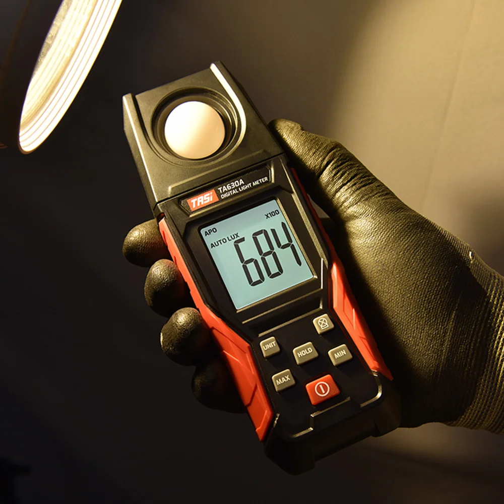 TA630 Digital Light Meter Illuminance Lux Meter Record LCD 0~200,000 Measurement Range Flexible Sensor Light Tester