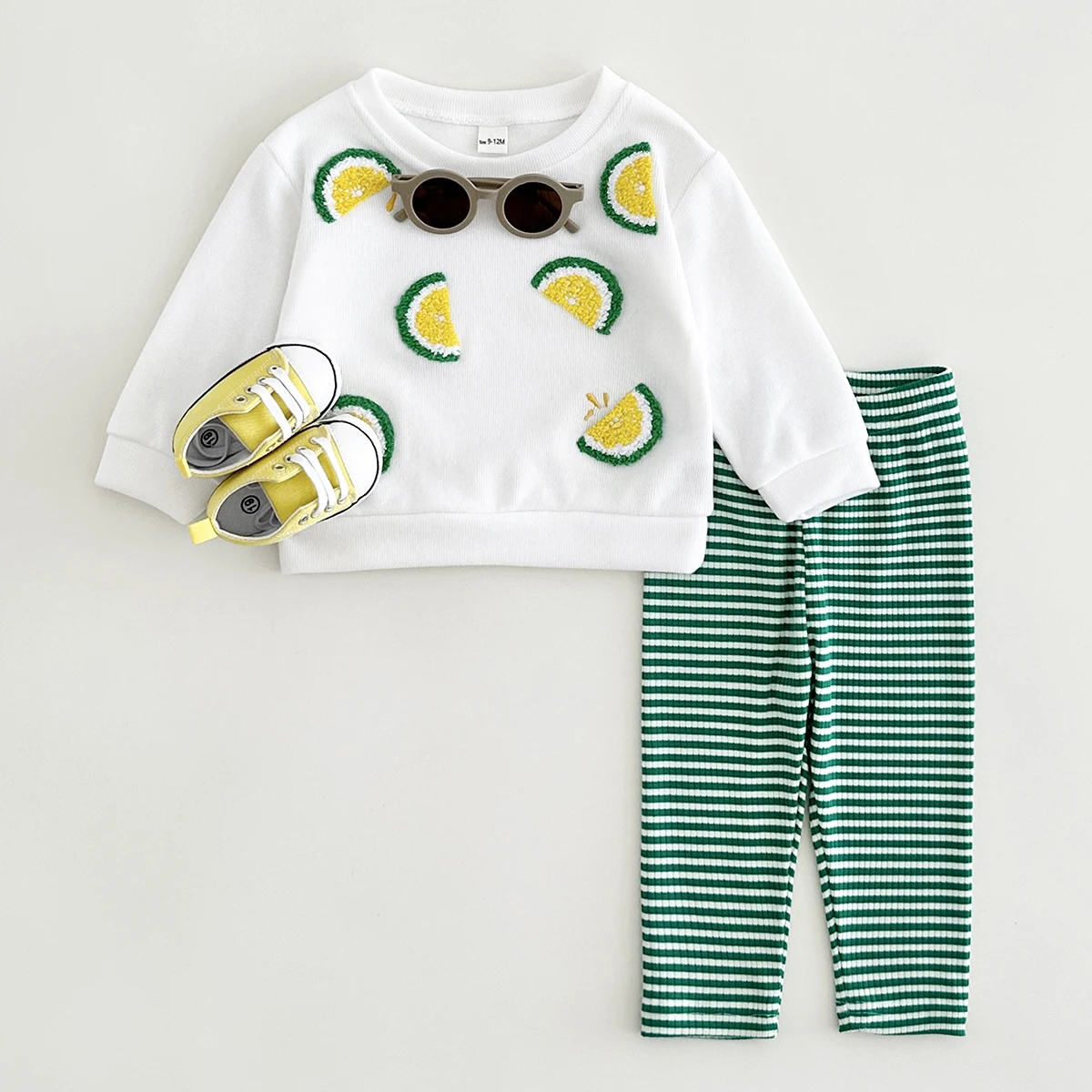 New Baby Sets Autumn Long Sleeve Thermal Underwear Lemon Embroidery Top+Pants Boys Girls Baby 0-3Y Infant Clothes