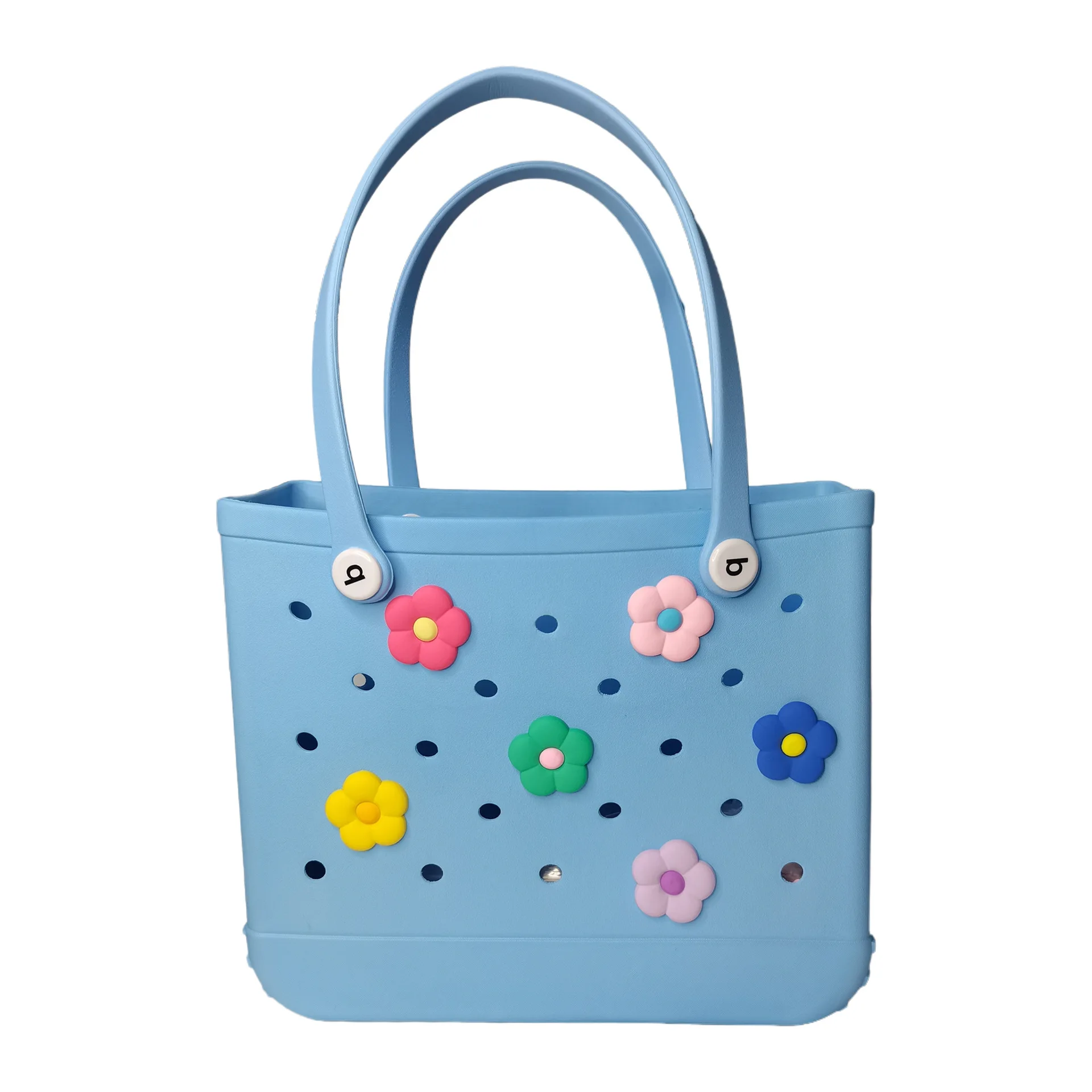 6pcs Beach Bags Flower Charms, Accessories Decoration For Rubber Totes Bag, Summer Croc Charms For Bag