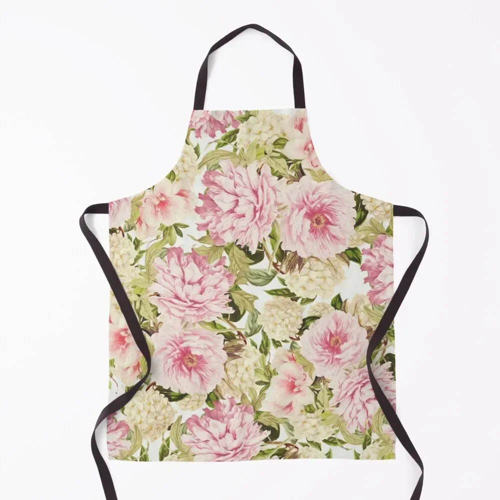 

vintage peonies and hydrangeas Apron women's kitchens cooks clothes Apron