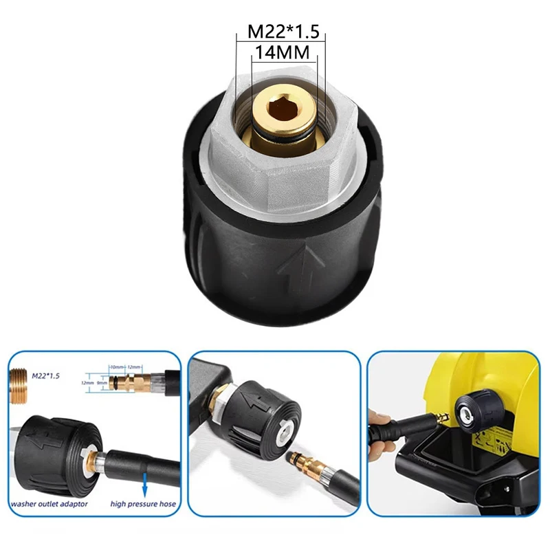 High Pressure Washer Adapter for KARCHER & Spray Guns, Compatible with Karcher Hose to M22 14mm Female Connector