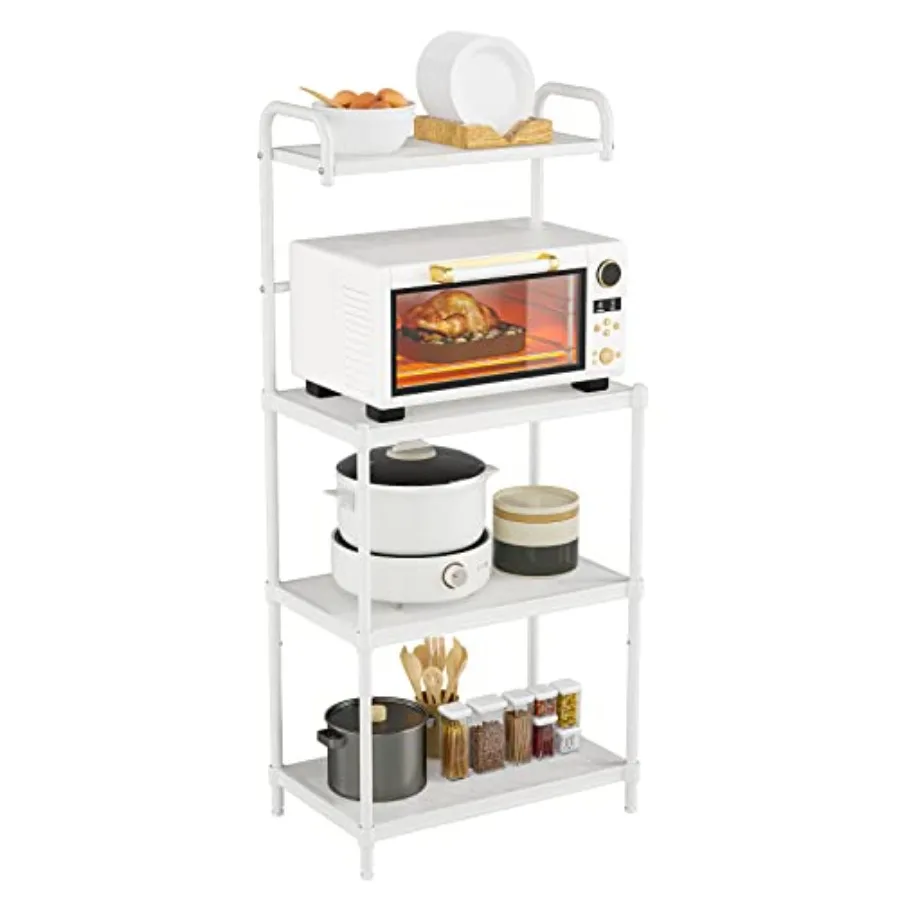 

Bakers Rack for Kitchen with Storage, 4-Tier Microwave Stand, Microwave Cart Storage Rack Coffee Bar with Mesh Wire Metal Shelv
