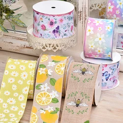 YAMA 2.5inch*10Yard Spring Wired Edge Ribbon for DIY Handmade Decoration for Gift Wrapping Craft Supplies & Materials Butterfly