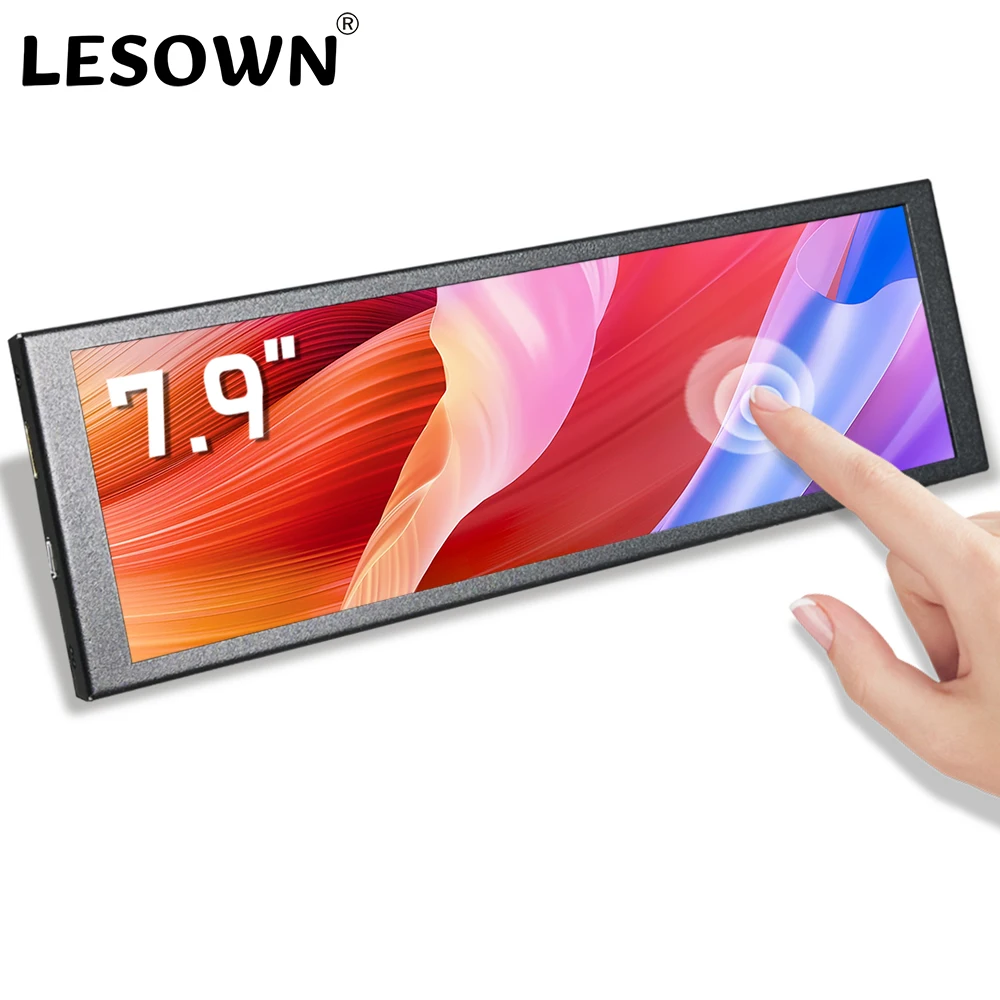 

LESOWN Stretched Bar Portable Touch Screen Module 7.84 inch mini IPS 400x1280 LCD Display with Case Secondary Screen Accessory