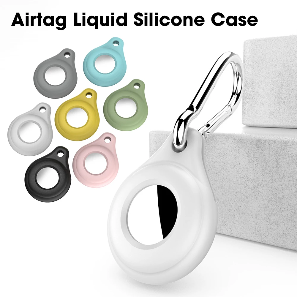 Soft Silicone Protective Case for Apple Airtag Anti-Scratch Protectors Holder with Keychain for AirTags GPS Item Finder Tracker