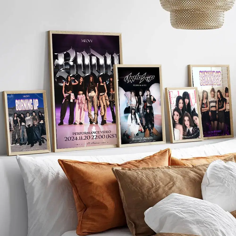 Korean girl group M-MEOVV-V singer Whitepaper Poster Waterproof Paper Sticker Coffee House Bar Aesthetic Art Wall Painting