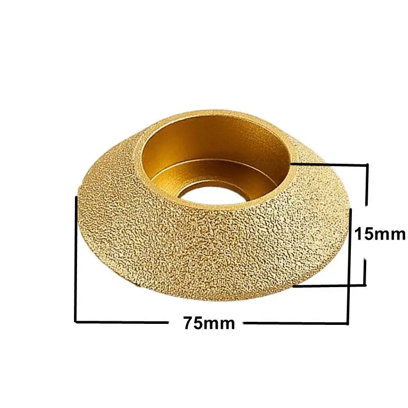 1PC Bore 20mm Dia 3inch/75mm Vacuum Brazed Diamond Grinding Wheel 45 Degrees Hypotenuse Edge Profile Grinding Disc