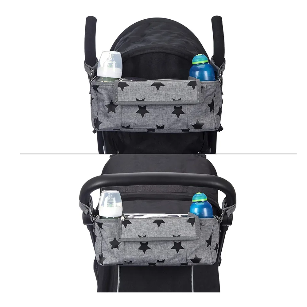 

Universal Baby Stroller Organizer with Insulated Cup Holder Detachable Phone Bag & Shoulder Strap For Buggy Pram Pushchair