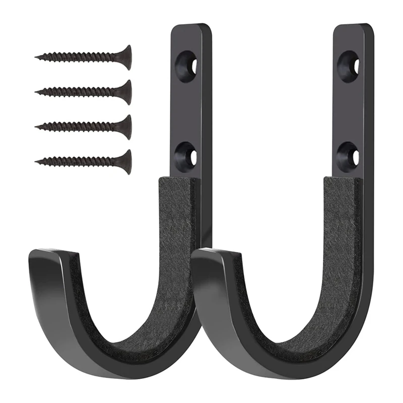 4PCS Metal Wall-Mounted J Hook Tool Hook Storage Racks Are Suitable For Tool Houses And Homes Black