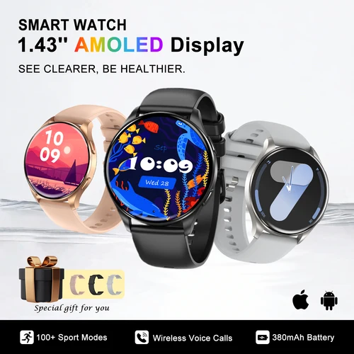 Reloj inteligente deportivo Blackview X20, pantalla HD de 1,43 pulgadas, reloj con llamadas Bluetooth, monitoreo de salud, relojes de seguimiento de Fitness para hombres y mujeres