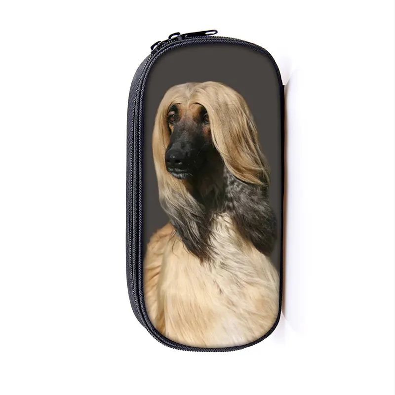 Kawaii Afghan Hound Beagle Dog Print Pencil Bag Bichon Frise Cosmetic Cases Travel Organizer Stationary Bag School Case Supplies