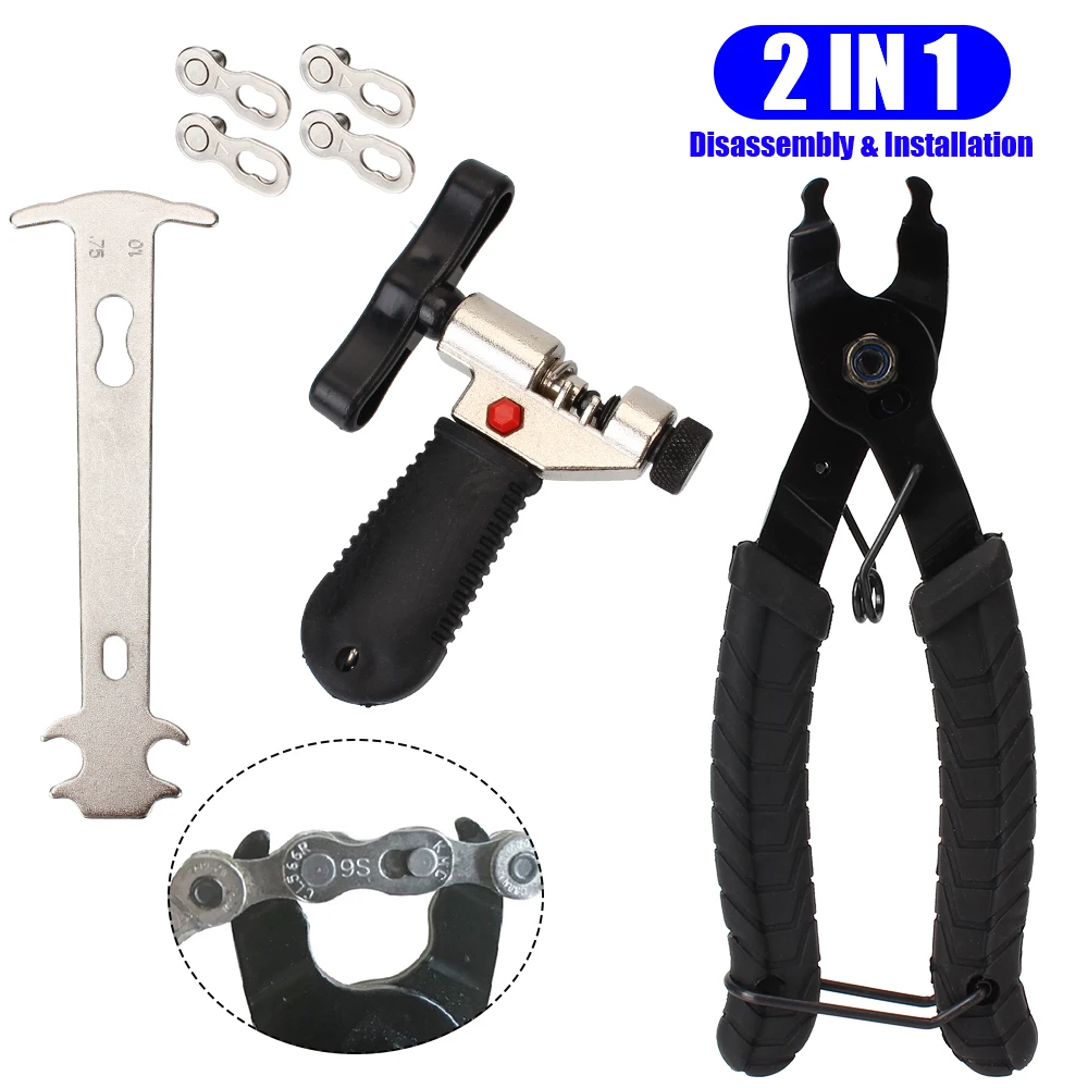 Chain Clamp for MTB Road Cycling Universal With Hook UP Bike Chain Quick Link Tool Chain Checker Magic Buckle Multi Link Plier